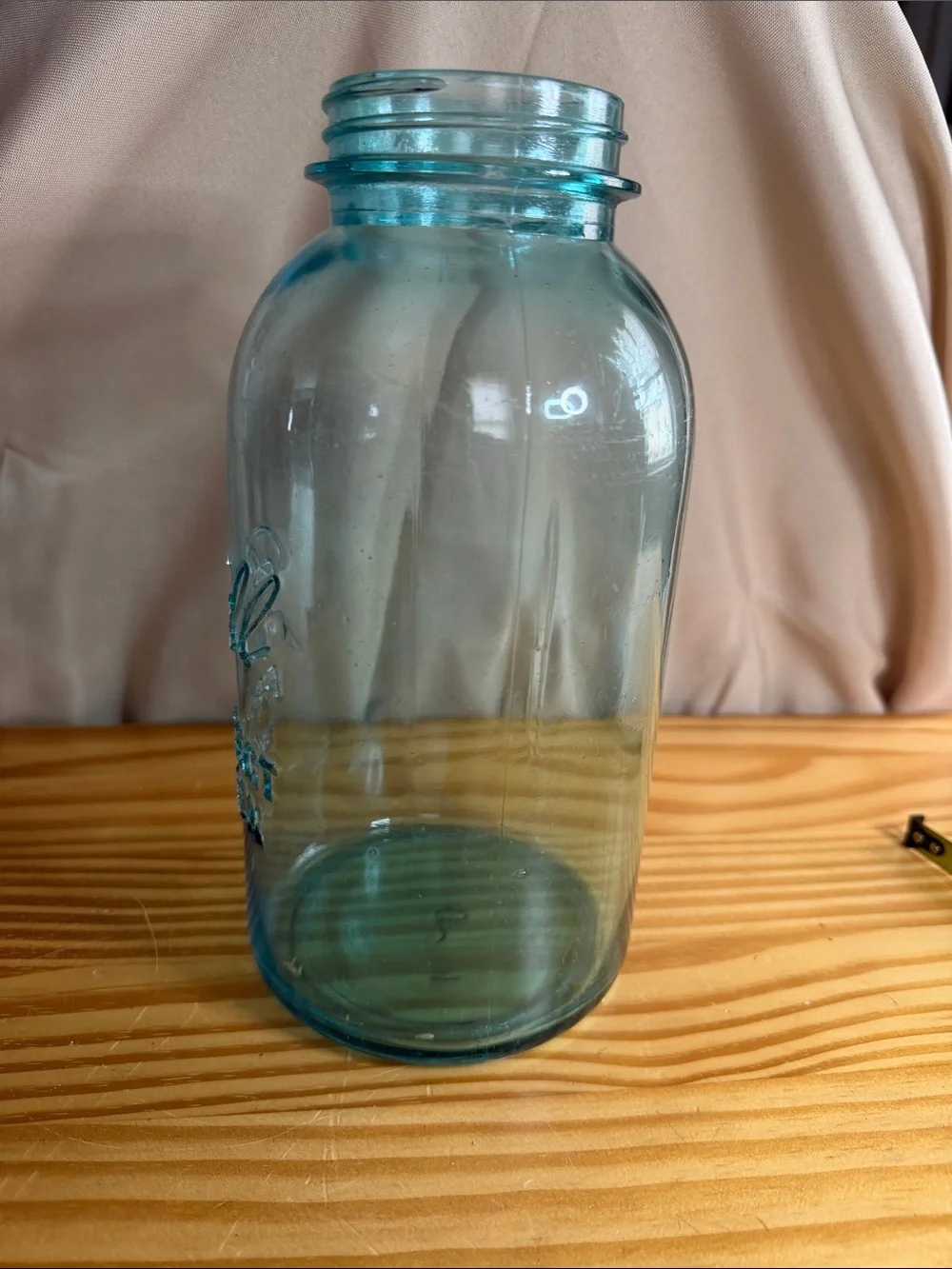 Vintage Aqua Ball Perfect Mason Jar Half-Gallon 2-Quart Zinc Lid 9.5